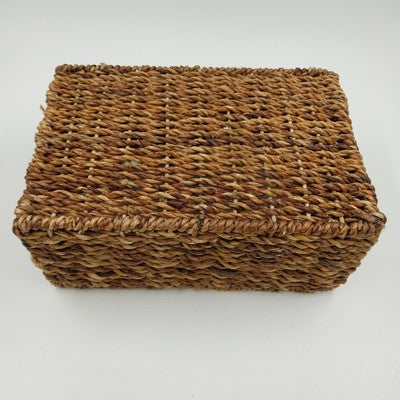 Water Hyacinth Woven Storage Basket Medium 12" w/ Metal Frame Organizer
