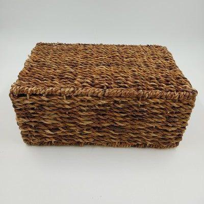 Water Hyacinth Woven Storage Basket Medium 12" w/ Metal Frame Organizer