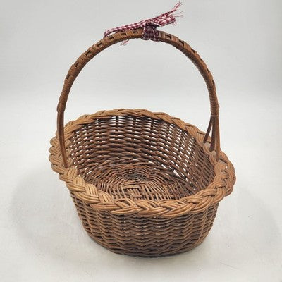 French Wicker Woven Gathering Basket Picnic Basket with Handle Farmhouse Cottage