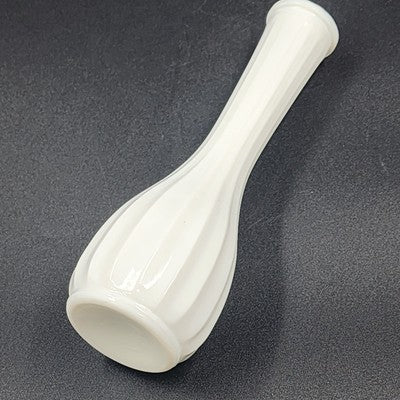 Carr Lowrey White Milk Glass Bud Vase Pedestal Vertical Design 8.7" Vtg