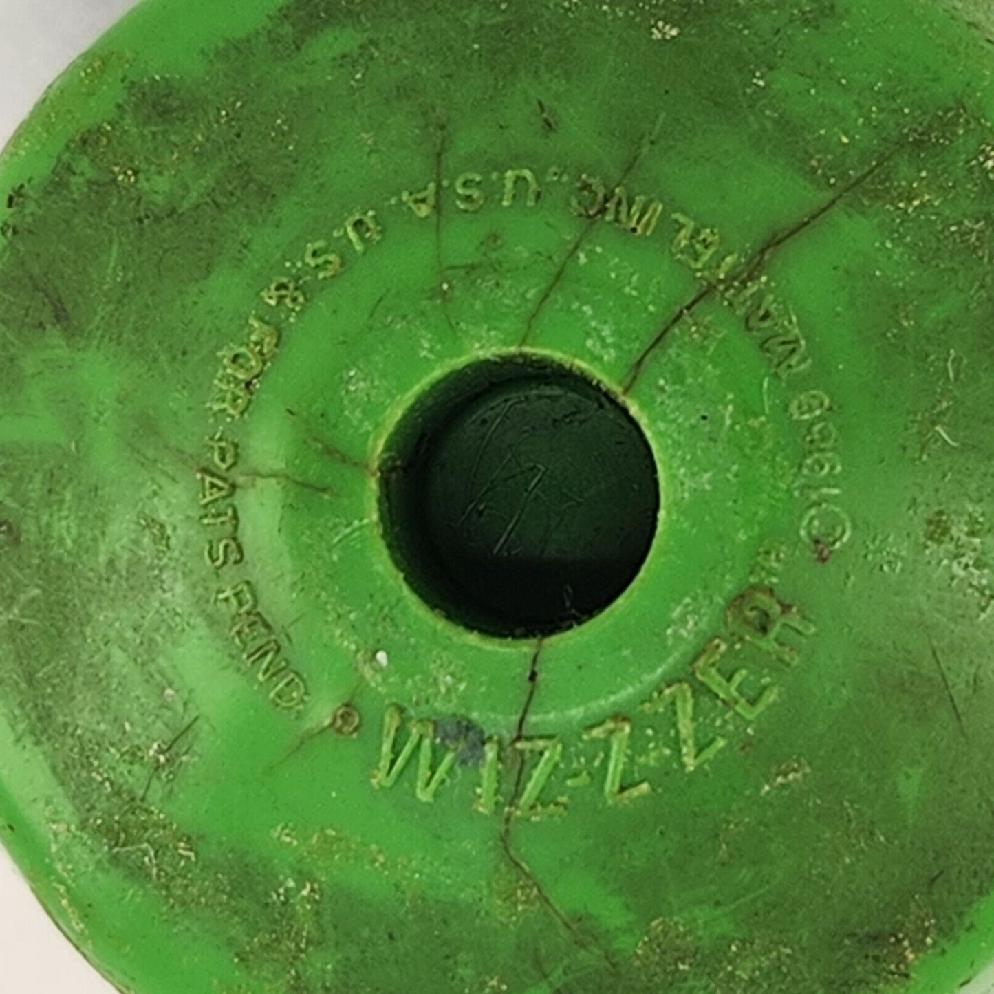 Mattel Wizzzer Spinning Top Toy Standard Green Blue 1969 No Tip Wheel Vintage