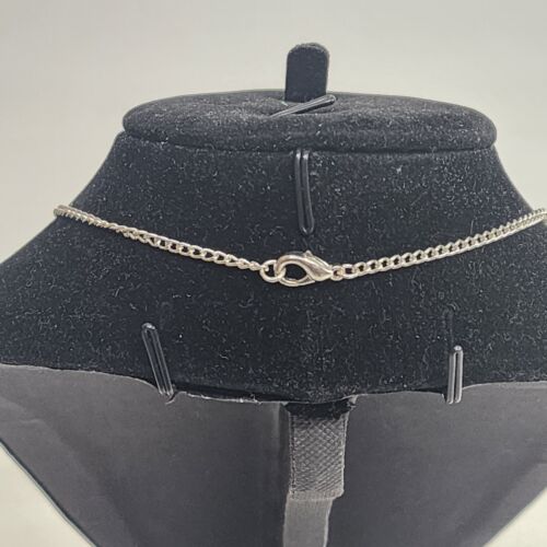 Three Heart Silver Tone Necklace 16" Pink Glitter Center Lobster Clasp Jewelry