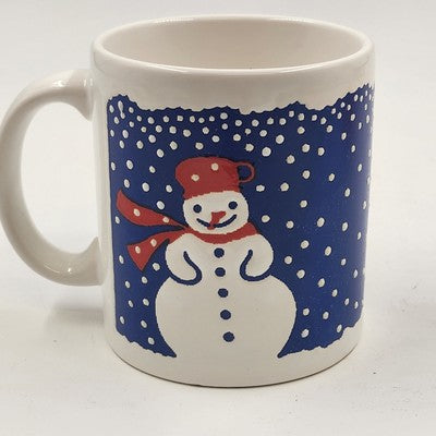 Waechtersbach Snowman Mug White Ceramic 12oz West Germany Vtg