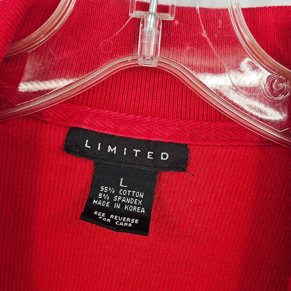 Vintage 90s The Limited Sweater Women’s L Red Button Front Collared Cotton Made in Korea