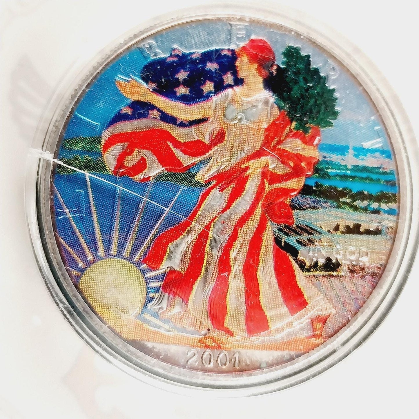 2001 American Eagle Silver Dollar – Colorized U.S. Navy Tribute | Morgan Mint 1 oz .999 Fine Silver