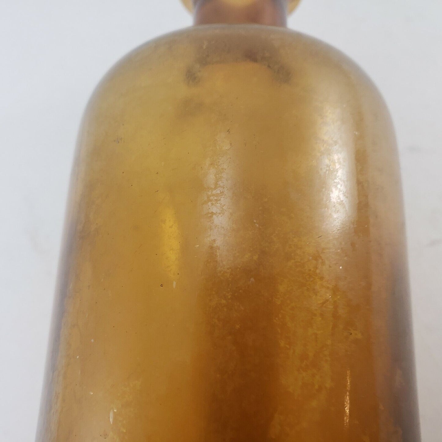 Brown Apothecary Glass Bottle w No Stopper 7¼" High Antique Hand Blown No Maker