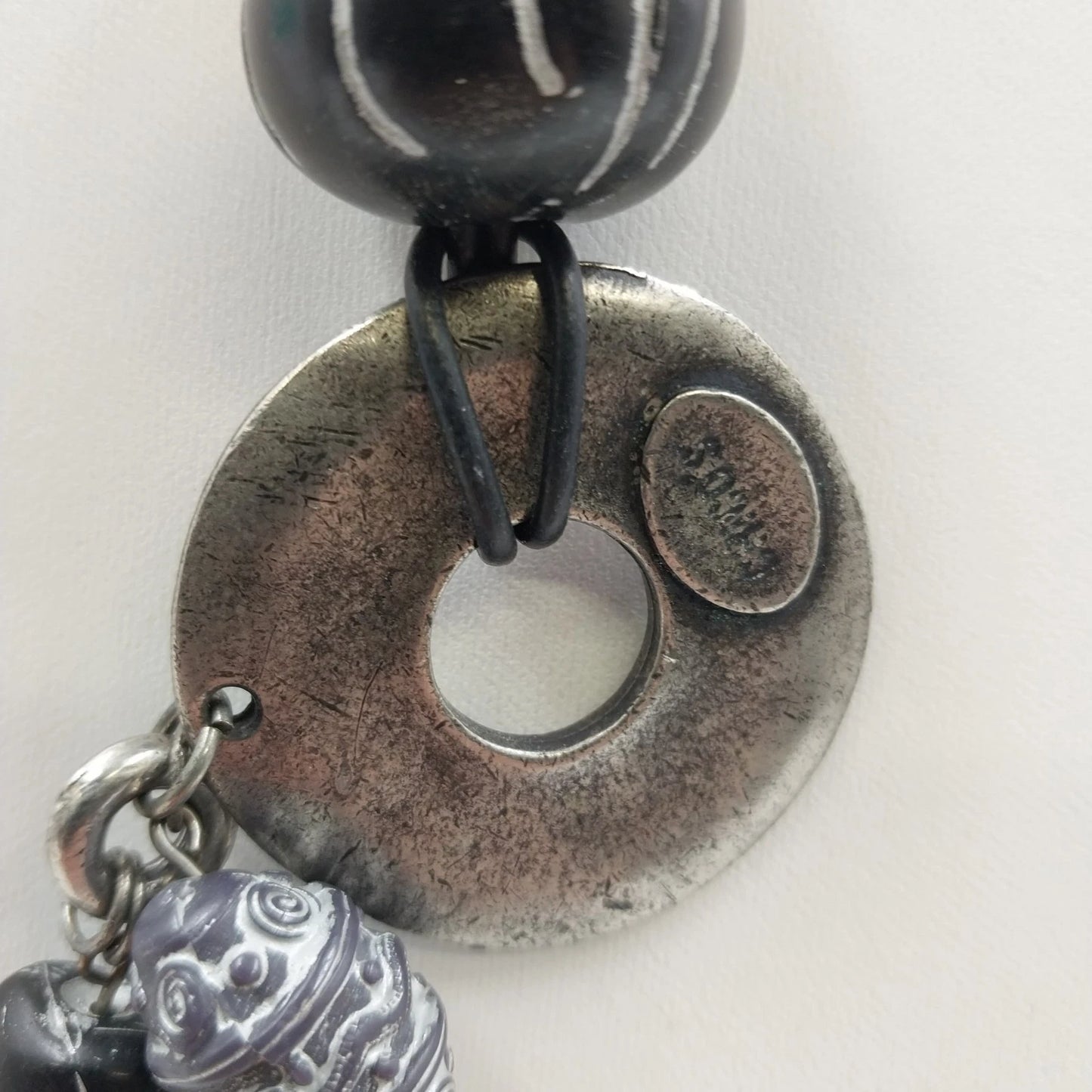 2 Pendant Necklaces Turquoise Stone Cross & Black Cord Beaded Mix Shaped