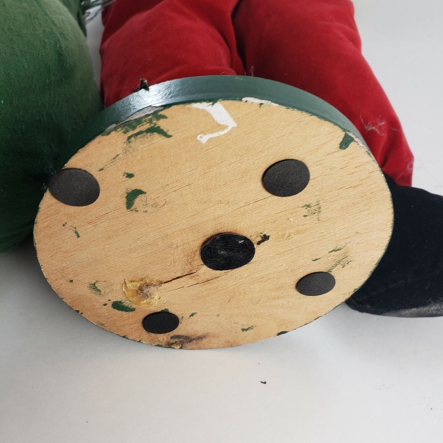 Red Velvet Santa Standing Faux Fur White Block Santa Figure Handmade Art Craft