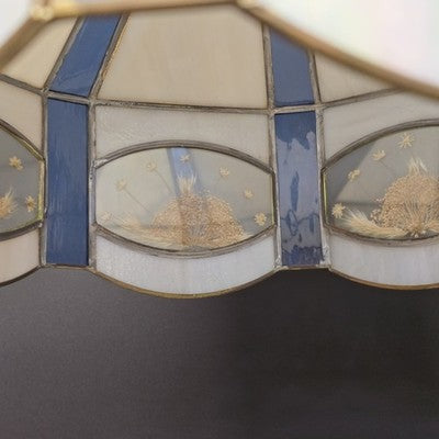 Blue and White Slag Stain Glass Hanging Tiffany Chandelier Single Socket Wired