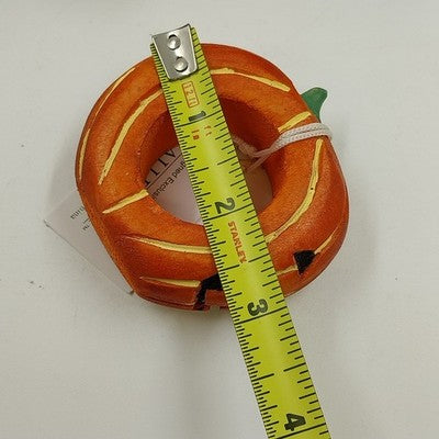 Set of 6 Gallerie II Pumpkin Jack O’Lantern Halloween Wood Napkin Rings 3"dx1"h