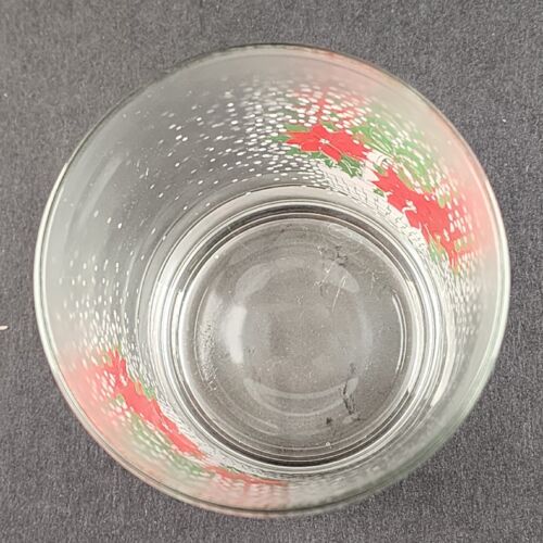 6 Luminarc Poinsettia Basket Christmas Rocks Glasses Lowball 12 oz Heavy Base