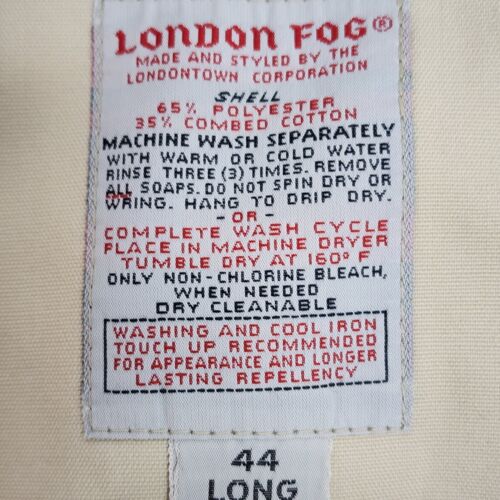 London Fog Vintage Maincoats Weatherwear Men's Lined Trench Coat Beige 44 Long