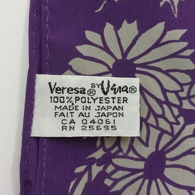 Veresa Oblong Scarf Purple Red Stripes White Floral 46” x 10” Polyester