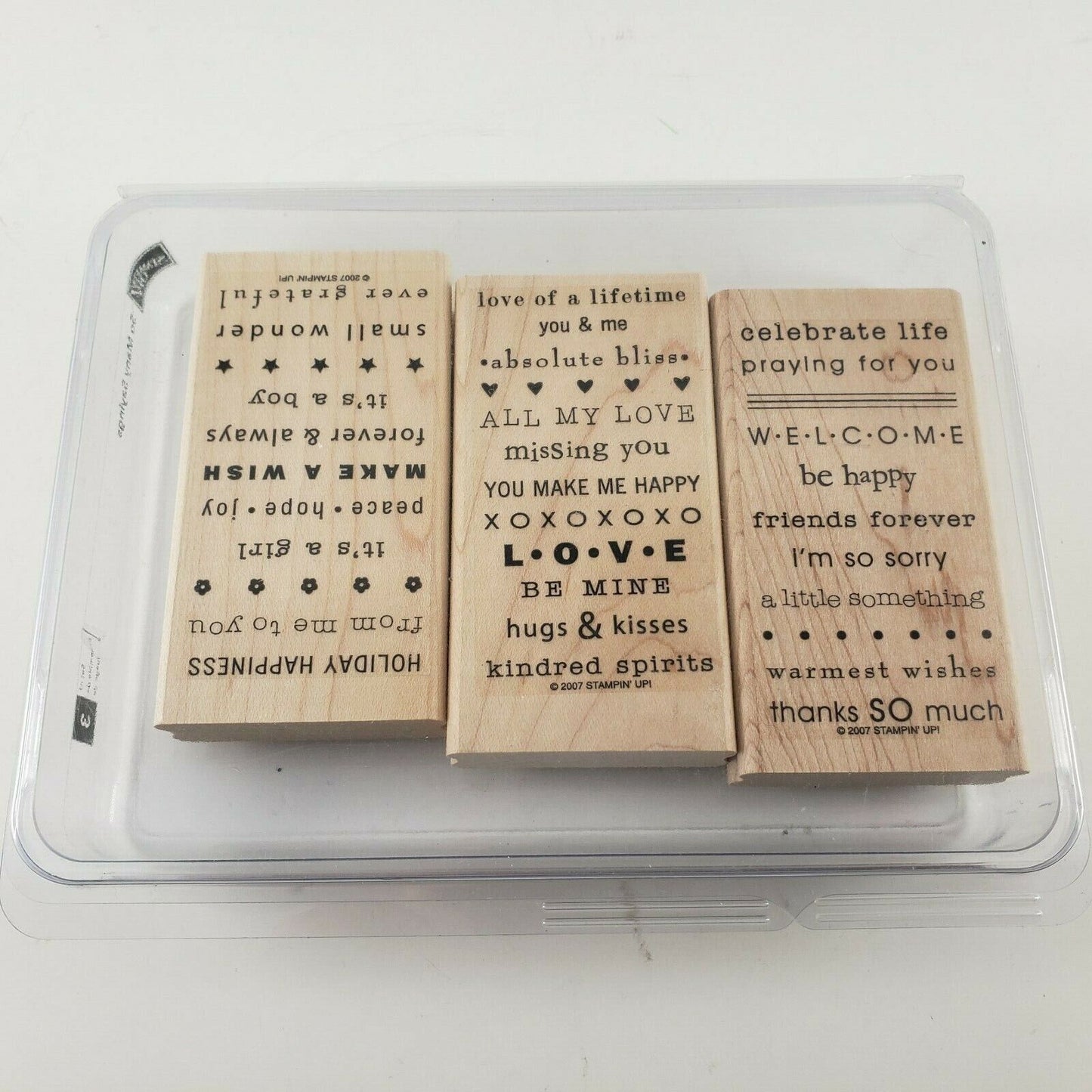 STAMPIN UP! So Many Sayings Set of 3 Wood Rubber Stamps Retired 2007 Never Used