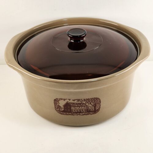 Amana Radarange 4 Qt Country Cooker Western Stoneware Amber Glass Lid