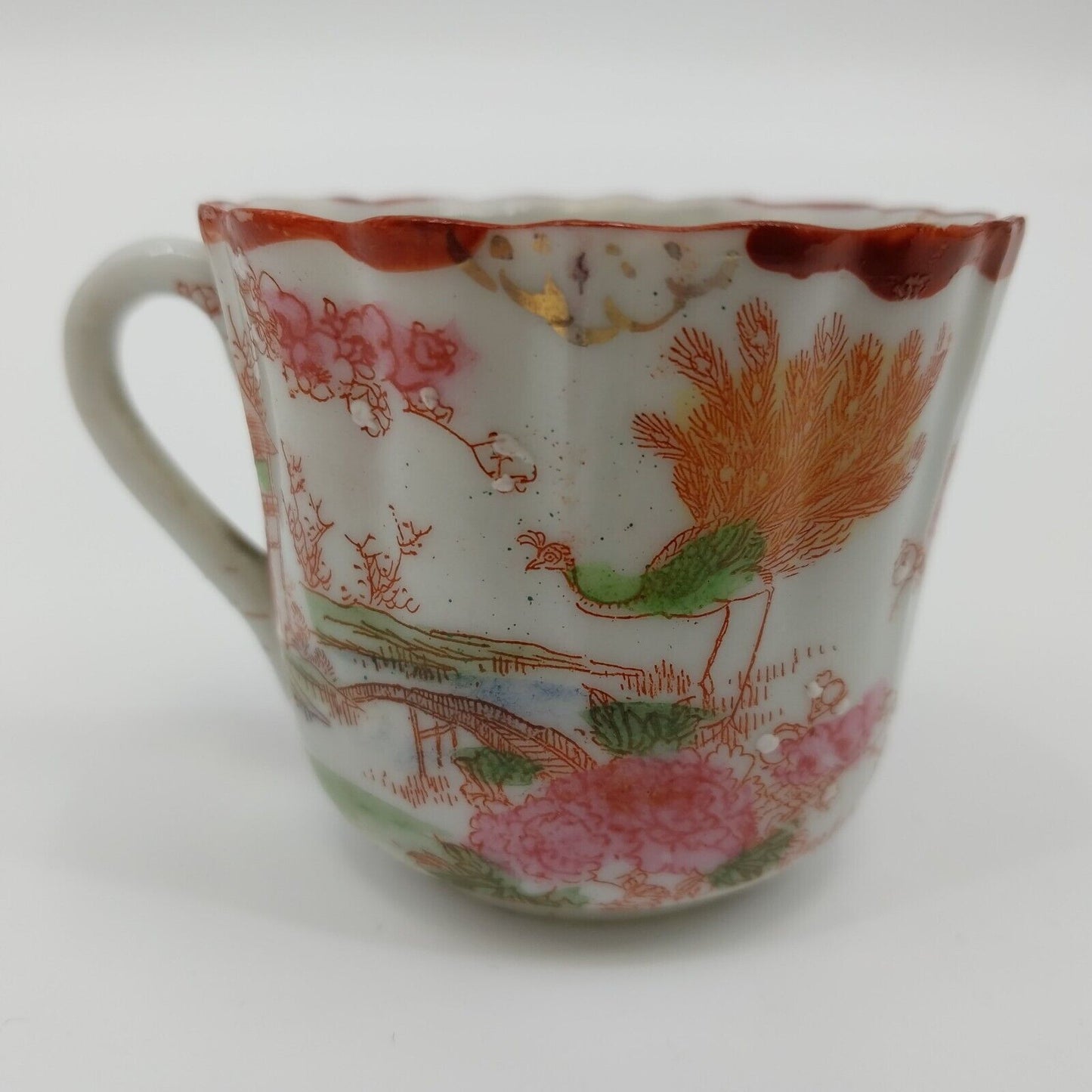 Kutani Eggshell Tea Cup and Saucer Japan Hand Painted Porcelain Geisha Ware 1900