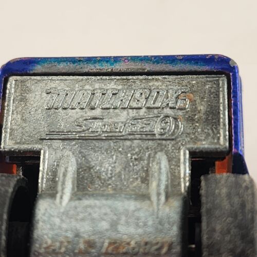 Matchbox Superfast No 23 Atlas Blue Dump Truck w Side Stripe Labels 1975 Vintage