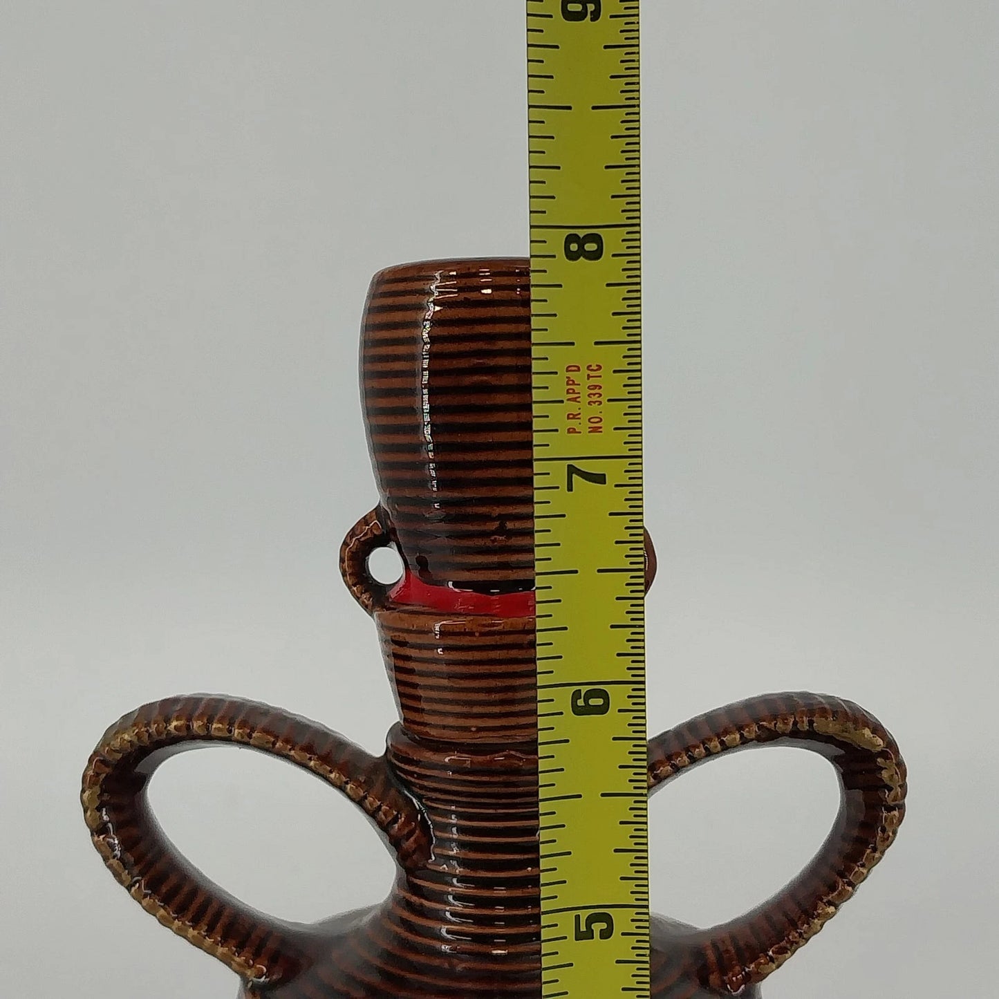 Japanese Brown Rickshaw Decanter Saki Shot Stopper Ceramic Hand Painted Barware