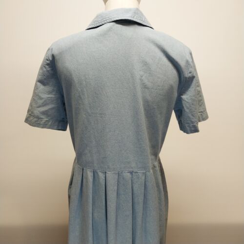 Talbots Short Sleeve Dress Size 4 Blue Pintuck Bodice Pockets 49" Long