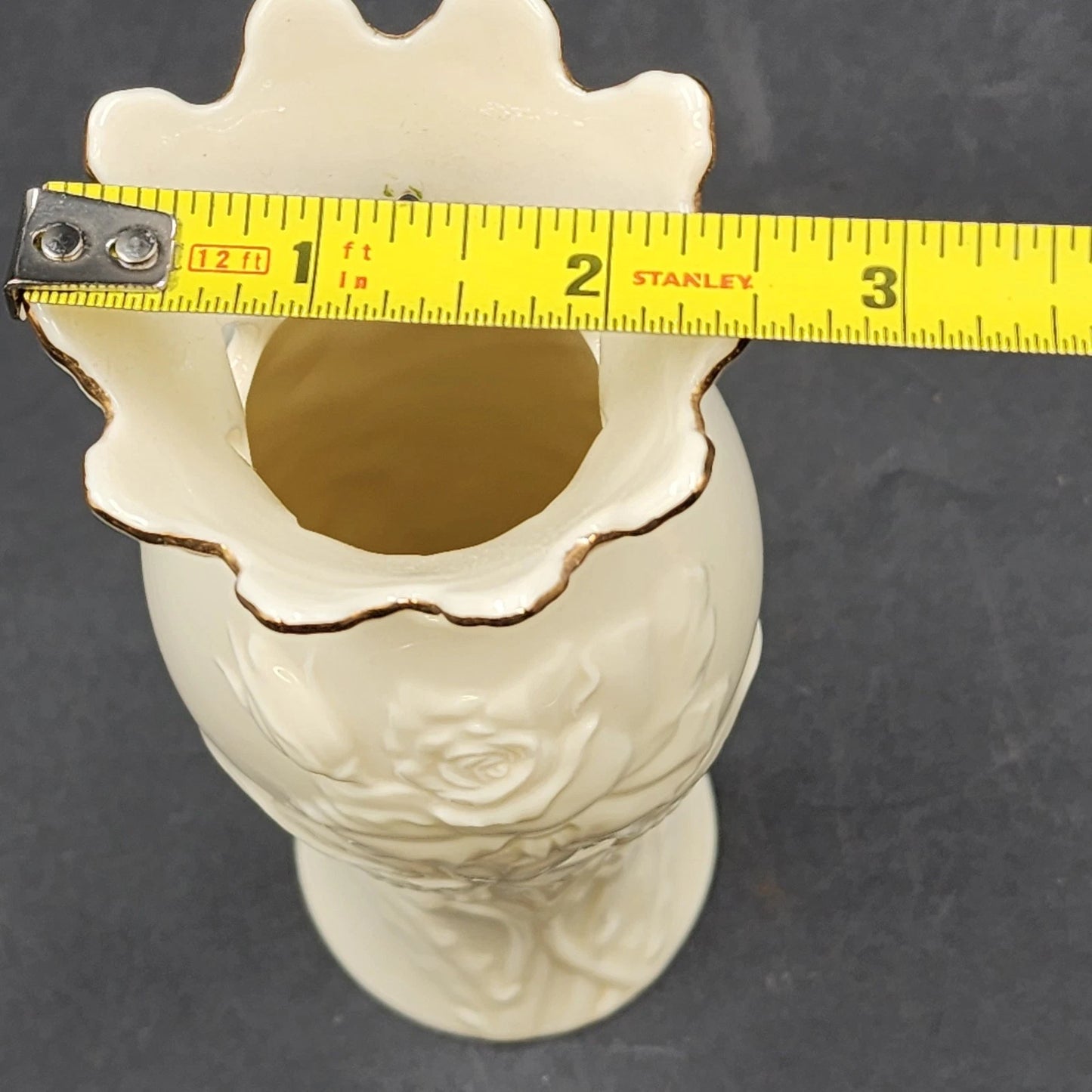 Lenox 8" Bud Vase Breast Cancer Awareness Tea Rose Cream China Gold Trim Floral