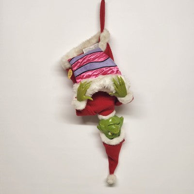 Dr Seuss Grinch Musical Pink Stocking Sock Puppet Vtg 2000