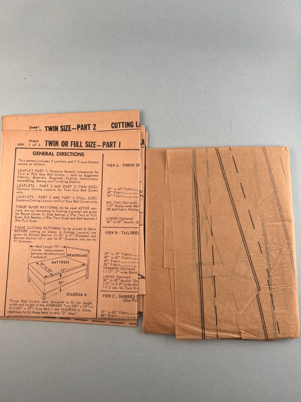 McCall's 8686 Vintage Sewing Pattern 1967 Bed Spread Covers Twin or Full Bed