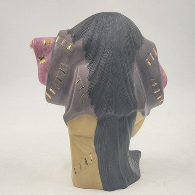 Japanese Traditional Theater Dance Kabuki Figure 9.5"Ceramic Fresolone Mold 1972