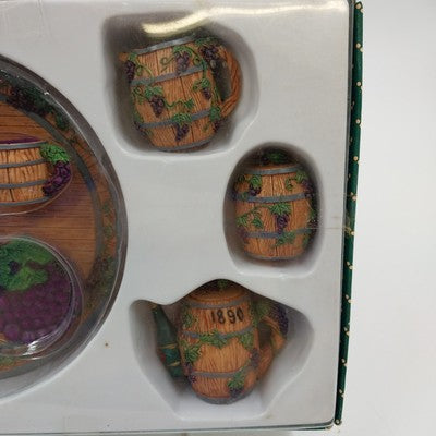 Ranger Polyresin Miniature Tea Set Grape Vineyard w/ Box Collectible Decor