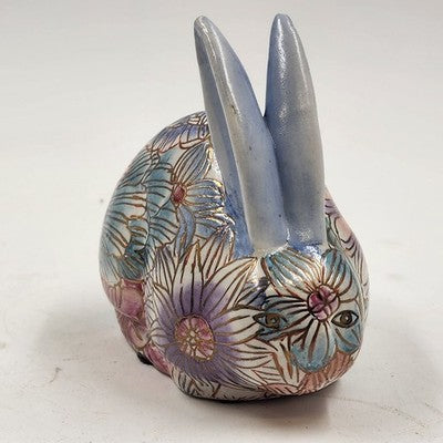Ethan Allen Home Collection Bunny Rabbit Ceramic Multicolor Floral 5" x 4" x 3"