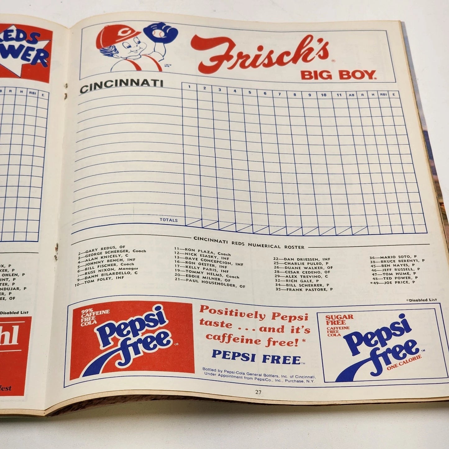 Cincinnati Reds 1983 Scorebook Program vs St Louis Cardinals Unscored