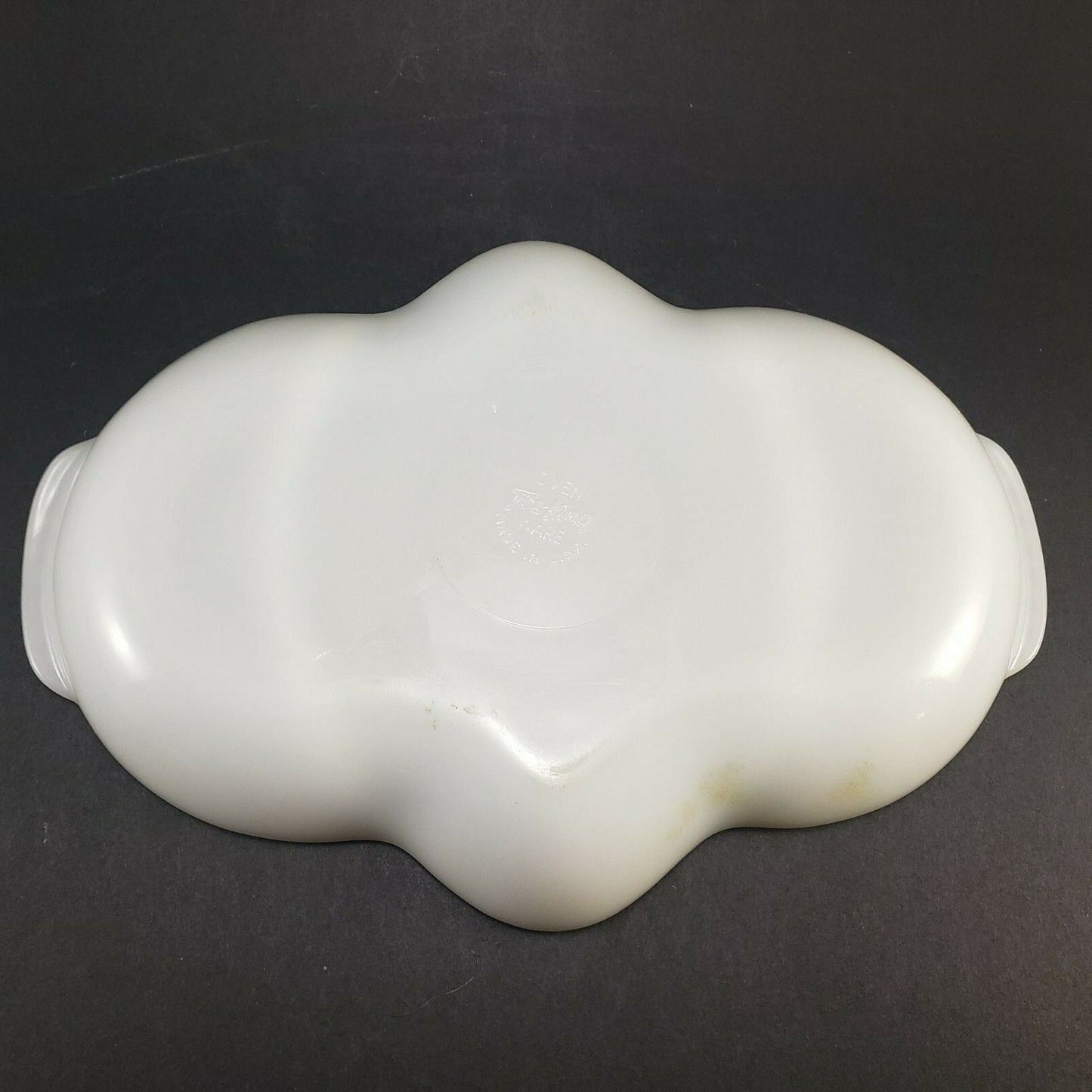Fire King Oven Ware Divided White Milk Glass with Gold Trim 3-Part Dish Vintage