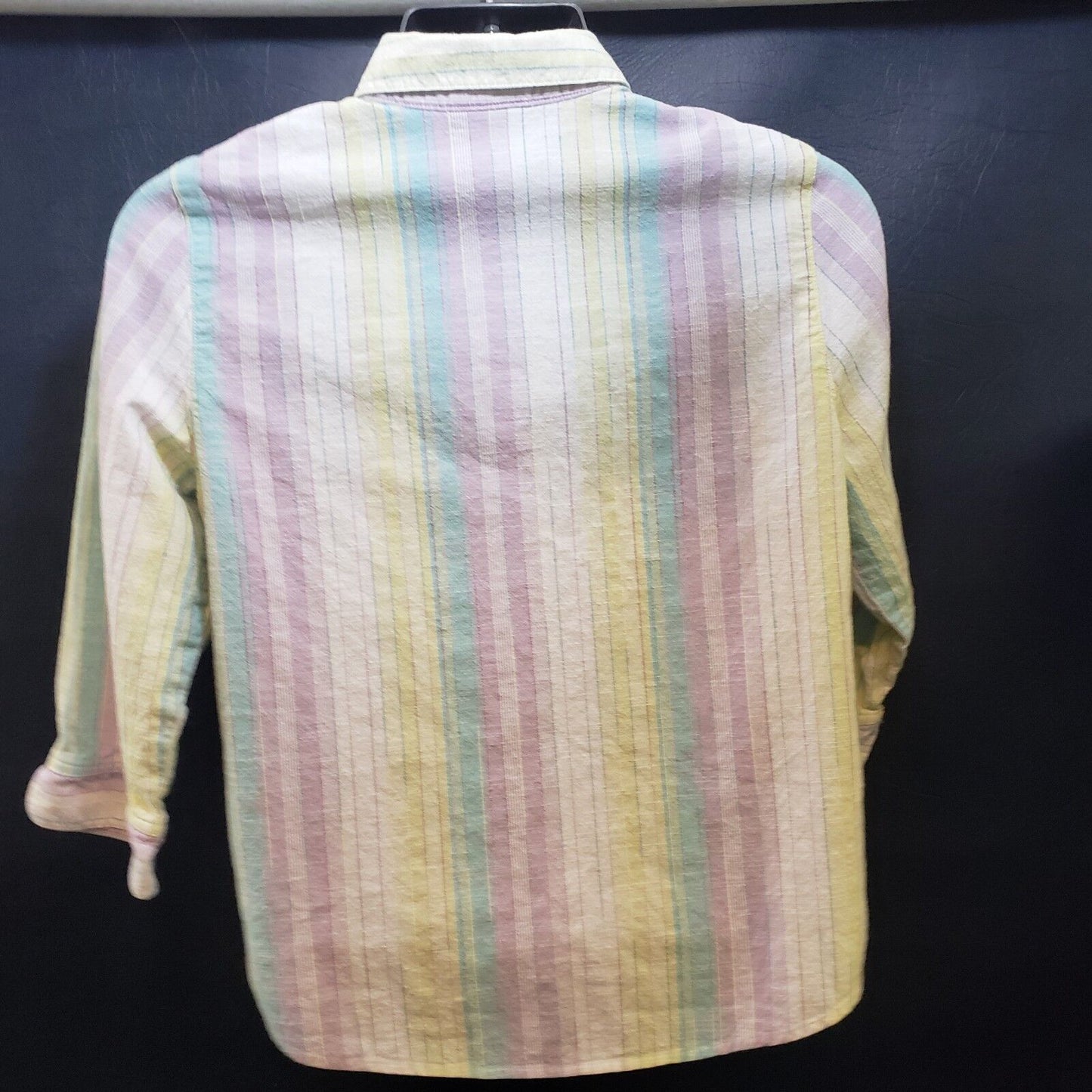 Alfred Dunner Blouse Size 12 LS Button Down Shirt Light Pastels EmbroideryDesign