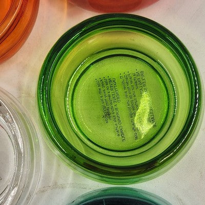 Set of 6 Pottery Barn Colored Glass Tealight Candle Holders in Original Box 7"