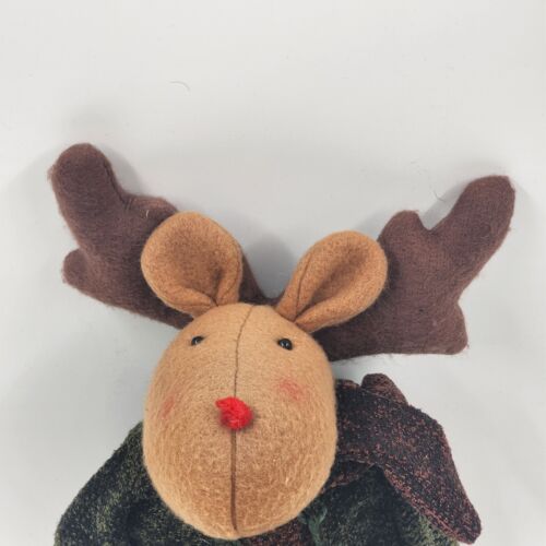 Christmas Plush Well Dressed Moose Shelf Sitter 20" Long Antlers to Hoof No Tags