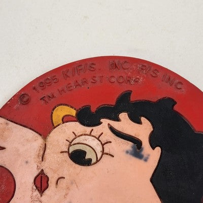 Betty Boop Red Round Keychain Keyring Rubber Disk 2.5" 1995 Vintage Hearst