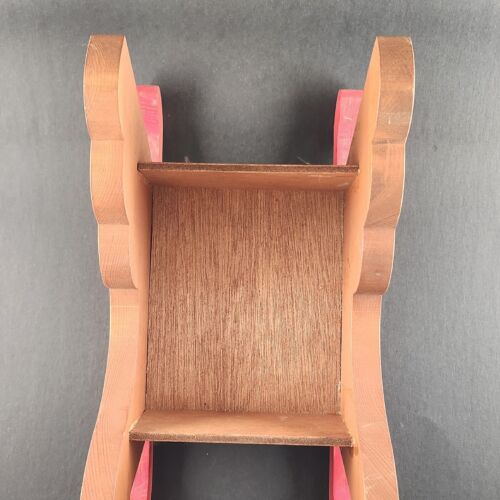 Christmas Decorative Wooden Sleigh Light Brown with Red Runners 13.5" x 7" x 8"h