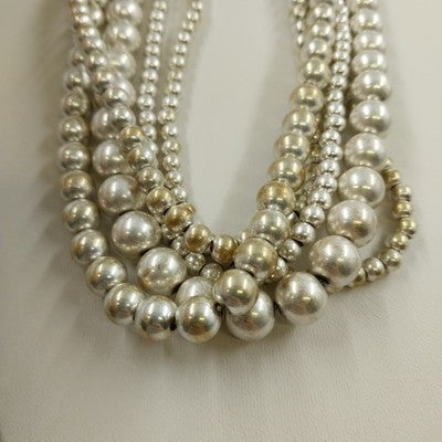 Plunder Large Faux Pearl & Silver Tone Chunky Statement Multistrand Necklace