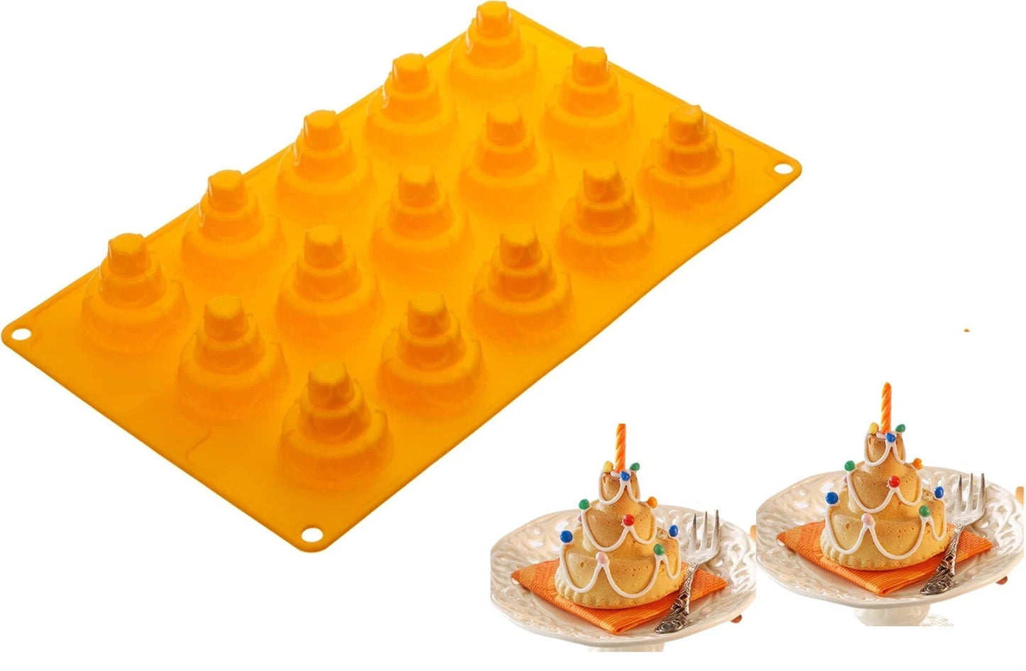 RBV Birkmann Baking Freezing Silicone Mold 15 Yellow Birthday Cake Shapes Decor