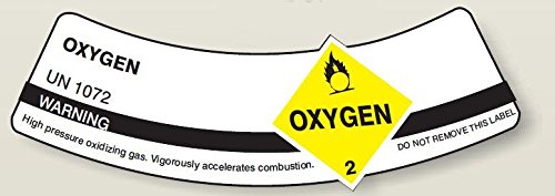 Noticester CSL-03 "OXYGEN UN 1072" Cylinder Labels - 2"x5.25" Pack of 25