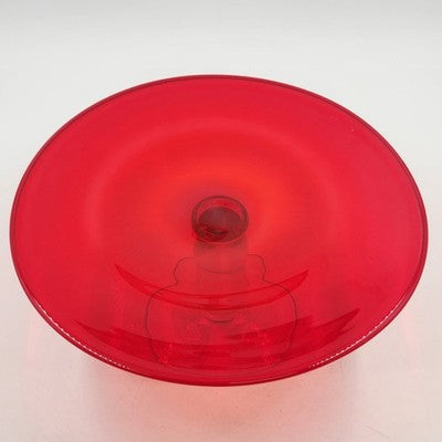 IKEA ÄKTAD Ruby Red Flashing Cake Stand 13" Glass Top Clear 5" Pedestal Base