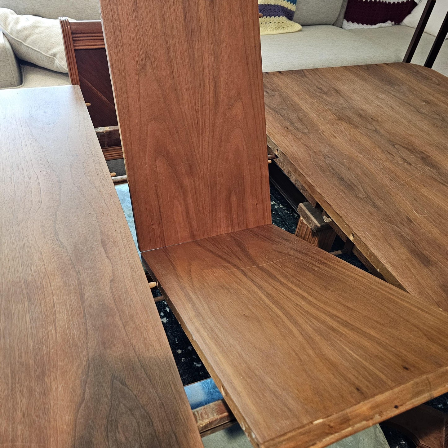 Antique Mahogany Double Pedestal Dining Table Set 1900s w/6 Chairs & Leaf