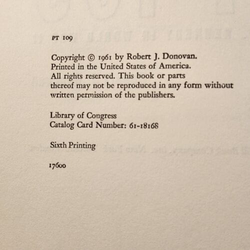 1961 Book PT 109 John F Kennedy In World War II By Robert J Donovan Hardcover