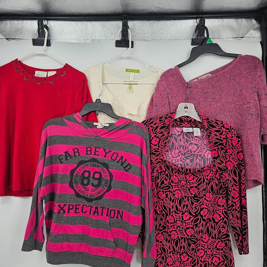 5 Tops Sweaters Ladies Women Pink Red White Medium Kathy Lee Heidi Worthington