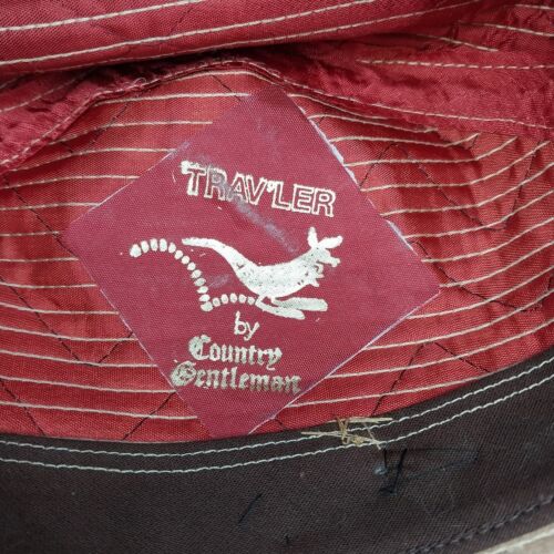 Country Gentlemen Trav'ler Tan Corduroy Fedora Hat w/Black Lined Feathers 11"