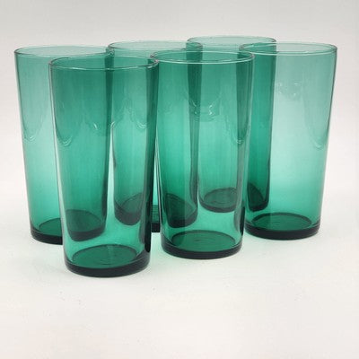 Set 6 Libbey Emerald Green Tall Tumbler Iced Tea Glasses Drinkware 6.25"x3.25"