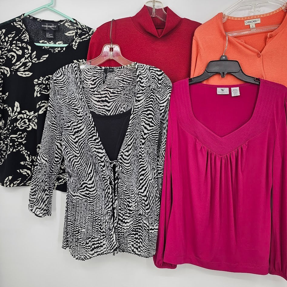 Women’s Tops & Sweaters Lot Size Medium 5 Pc Worthington Cherokee St John’s Bay Vintage Bundle