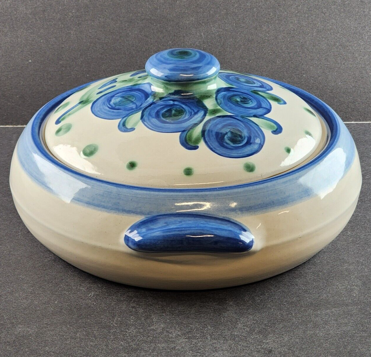 MA Hadley 2 Quart Shallow Covered Casserole Dish Bouquet Pattern 11.5"x4.5" Flaw