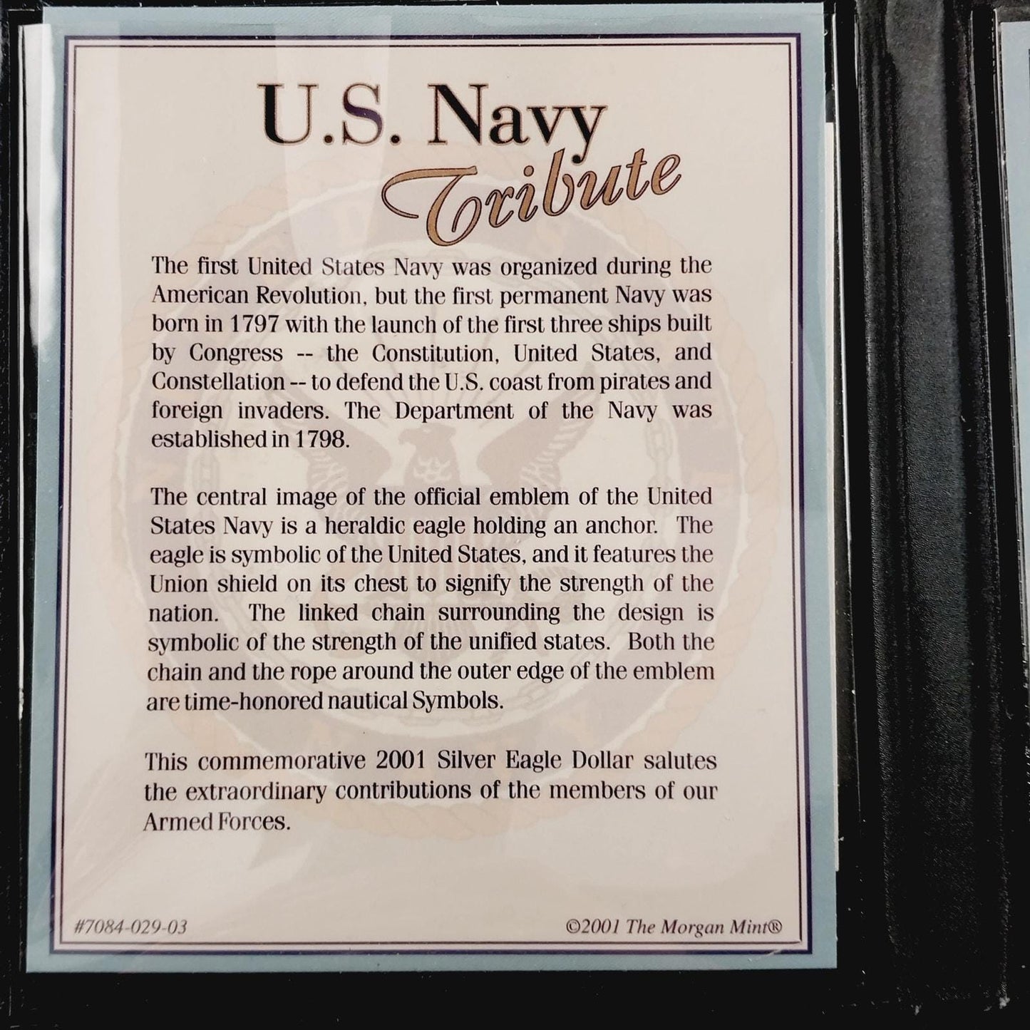 2001 American Eagle Silver Dollar – Colorized U.S. Navy Tribute | Morgan Mint 1 oz .999 Fine Silver