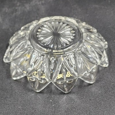 Federal Clear Glass Sunburst Petal Floral Sunflower Trinket Bowl 5.75" 1950s