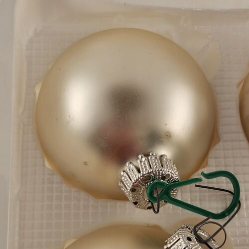 Christmas by Krebs Ornaments in Box Silver White Pearl Satin Crown Top 6 pk 2.5"